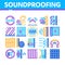 Soundproofing Building Material Icons Set Vector