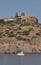 Sounion temple and a boat
