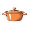 Soup boils in enamel stew pot on stove