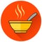 Soup bowl circle flat icon