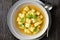 Soup of chicken broth with parmesan egg dumplings