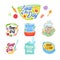 Soup of the Day Cooking Lettering Icons Set. Creative Collection of Badges Labels or Logo for Restaurant Menu