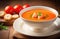 soup with herbs with tomatoes and fish,Fish Soup Plate on Wooden Table Homemade Fish Soup,Traditional Brazilian Fish