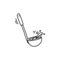 Soup ladle long handled spoon doodle hand drawn vector illustration isolated.