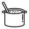 Soup meal, hot food linear icon. Soup Dish Spoon Minimalistic outline vector illustration