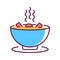 Soup plate with steam, hot lunch color line icon. A hot dish that helps fight the illness. Pictogram for web page, mobile app,