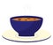 Soup in purple bowl, icon