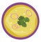 Soup in purple bowl, icon