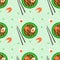 Soup Ramen in a bowl, seamless pattern, vector