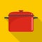 Soup saucepan icon, flat style