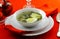 Soup with sorrel, potato and egg