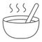 Soup thin line icon, food and meal, bowl sign, vector graphics, a linear pattern on a white background.