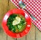 Soup on a wooden background