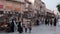 Souq Waqif in Doha, Qatar main street afternoon shot with Qatar flag in background