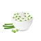 Sour cream sauce and green onion flavored, in white bowl, tartar, yogurt, mayonnaise.