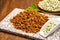 Source of fibre plant based vegan soya protein minced meat, meat free healthy food