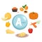 Source of vitamin A. Collection of vegetables, fruits and products. Diet food. Healthy lifestyle. The composition of the