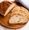 Sourdough bread on kitchen board