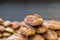 Sourdough bread, whole wheat flour. Arranged in a beautiful pile. Inside  baskets