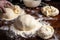 sourdough starter being mixed, kneaded, and shaped into rolls of bread