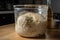 sourdough starter, with bubbles and rising dough, the result of wild yeast fermentation