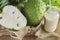 Soursop also graviola, guyabano is the fruit of Annona muricata