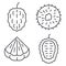 Soursop icons set, outline style