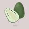 Soursop Whole and slice isolated on gray background.