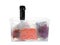 Sous vide cooker and vacuum packed food products in box isolated on white. Thermal immersion circulator