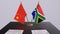 South Africa and China flag. Politics concept, partner deal between countries. Partnership agreement of governments 3D