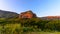 South Africa Drakensberg Golden Gate national park landscape with red rock landmark and blue sky
