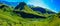 South Africa Drakensberg scenic panoramic impressive landscape view -  green Giants Castle wide panorama