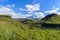 South Africa Drakensberg scenic panoramic nature view -  Green Giants Castle wide panorama