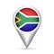 South Africa flag map pointer with shadow. Vector illustration