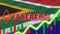 South Africa Flag with Neon Light Effect Ethereum Coin Logo Radial Blur Effect Fabric 3D Illustration