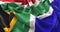 South Africa Flag Ruffled Beautifully Waving Macro Close-Up Shot