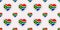 South Africa flags background. RSA flag seamless pattern. Vector stickers. Love hearts symbols. Good choice for sports pages,