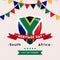 South Africa Heritage Day - 24 September - square vector banner template with the South African flag colors on light