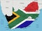 South Africa highly detailed political map with national flag.