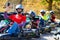 South Africa - July 6, 2012: Cheerful amateur go-cart racers at the local track day