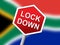 South Africa lockdown sign in solitary confinement or stay home - 3d Illustration