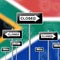 South Africa lockdown sign in solitary confinement or stay home - 3d Illustration