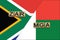 South Africa and Madagascar currencies codes on national flags background