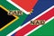 South Africa and Namibia currencies codes on national flags background