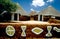 South Africa: Ndebele village with traditional colourfull Kraals