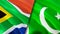 South Africa and Pakistan flags. 3D Waving flag design. South Africa Pakistan flag, picture, wallpaper. South Africa vs Pakistan