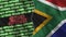 South Africa Realistic Flag with Cyber Attack Titles Illustration