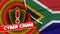 South Africa Realistic Flag with Cyber Crime Title Fabric Texture 3D Illustration