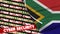 South Africa Realistic Flag with Cyber Security Titles Fabric Texture 3D Illustration