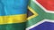 South Africa and Rwanda two flags textile cloth 3D rendering